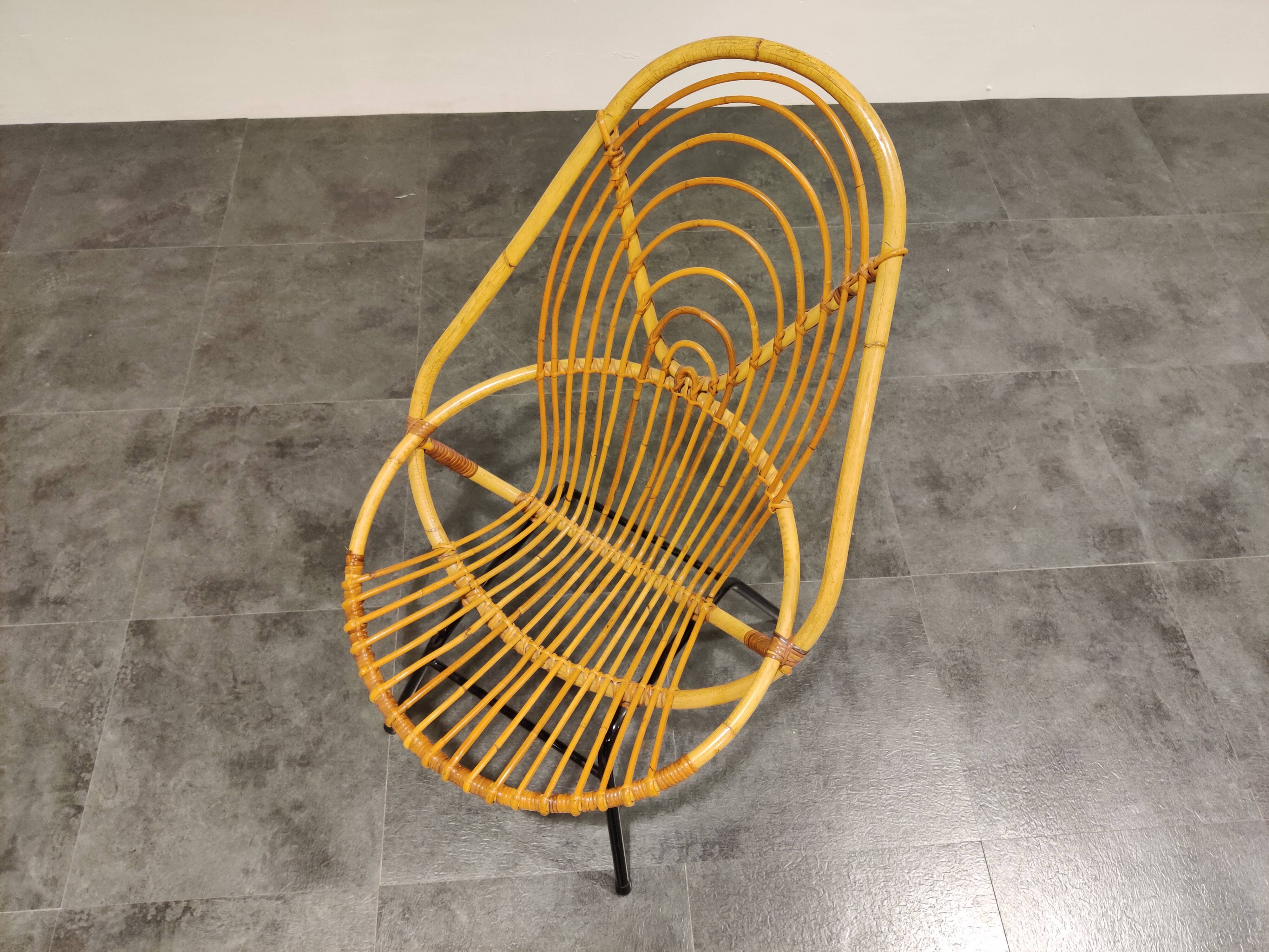 Vintage rattan armchair by Rohe Noordwolde 1960s