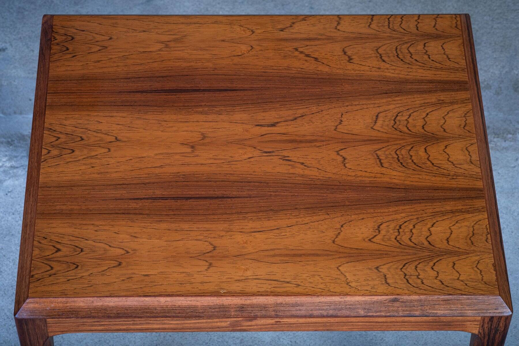 Nest Tables in Rosewood with Tiles by Johannes Andersen for CFC Silkeborg, Denmark, 1960s, Set of 3