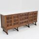 Buffet brutaliste espagnol en bois massif et marbre