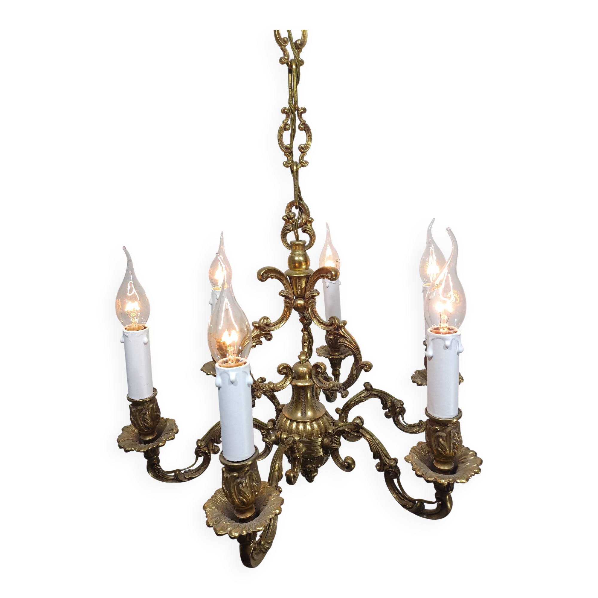 Lustre 6 lumières en bronze