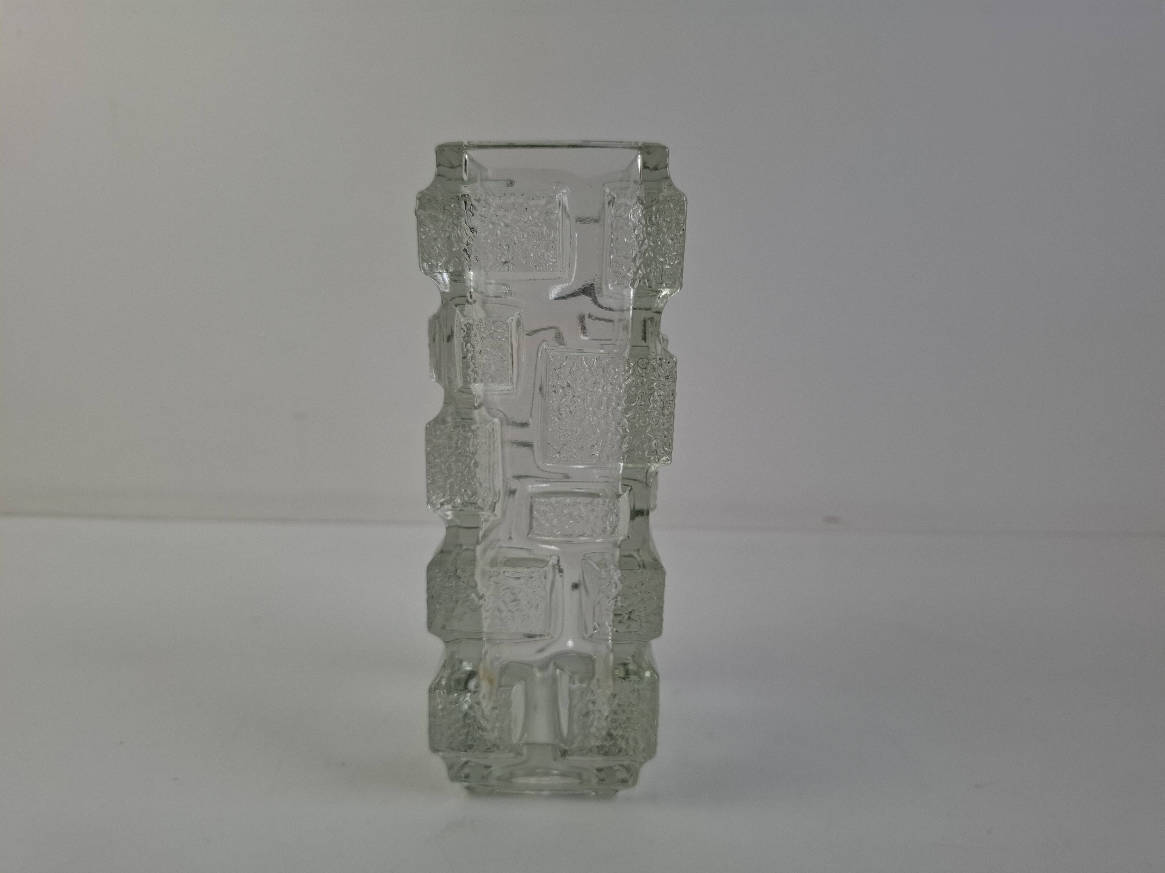 1969 Brickwork Pressed Glass Vase by Jiří Zejmon for Rudolfova Huť, Czechos