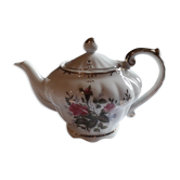 Musical teapot in white porcelain with floral decoration