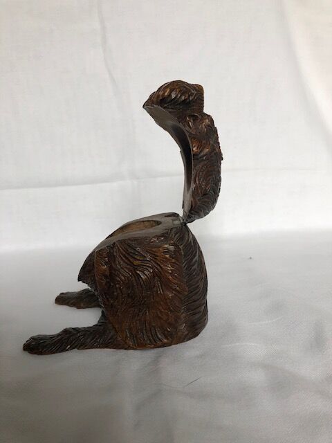 Carved wood inkwell Swiss dog