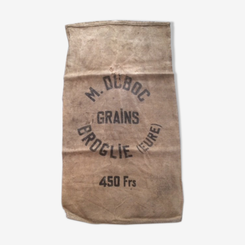 Sac en toile de jute " grains M. Dubroc Broglie Eure"