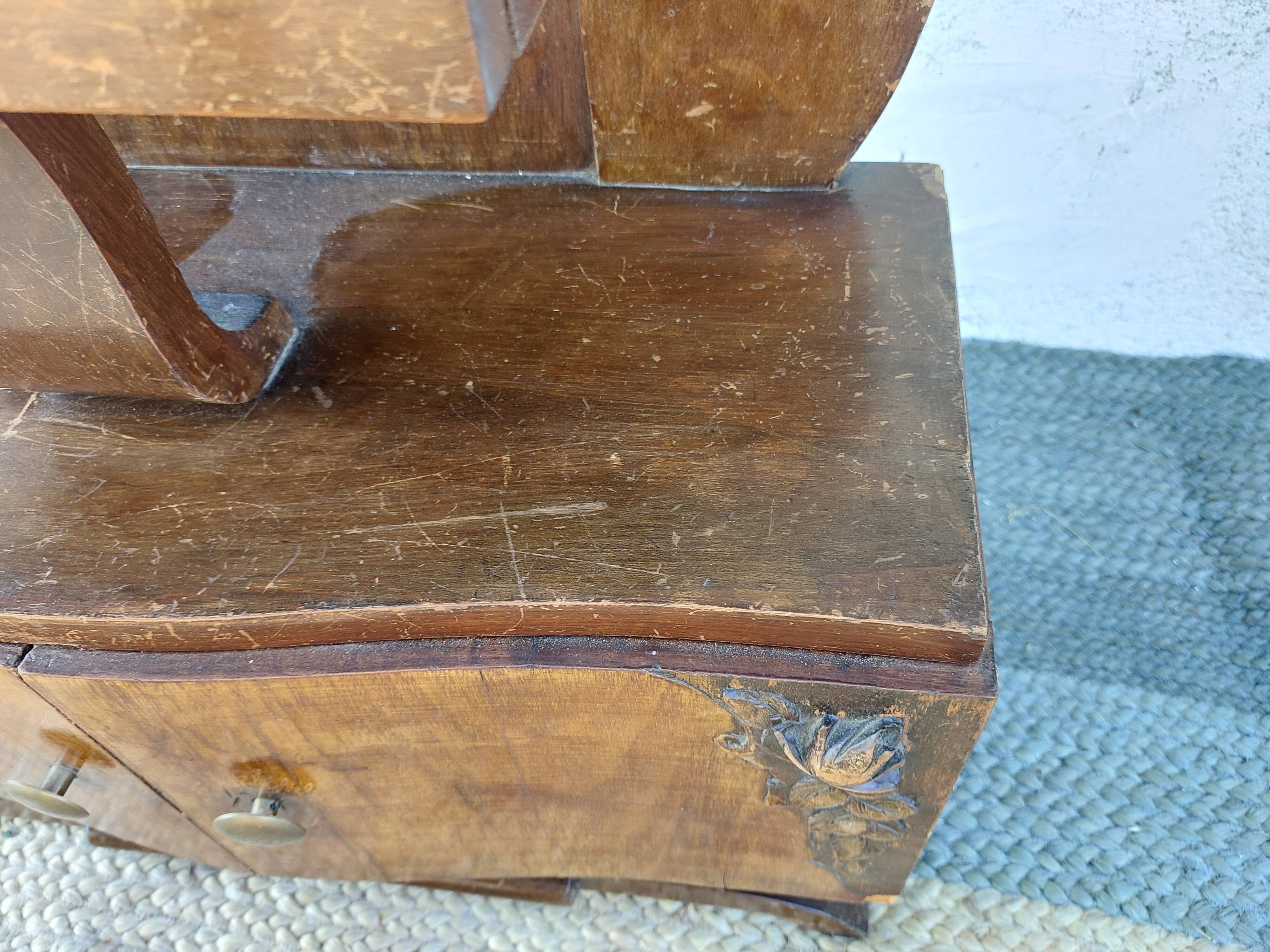 Art deco bedside table, black marble
