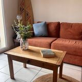 Old farmhouse coffee table in solid wood, 1 drawer