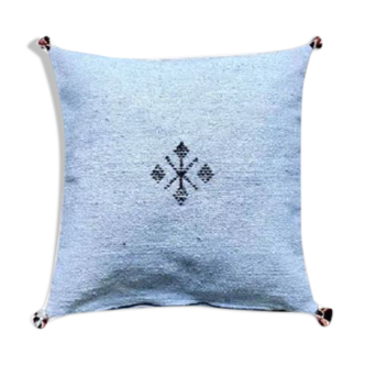 Coussin marocain bleu ciel en coton