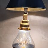 Delux gold and glass lamp desing 1970 to 80 removable with integrated light 68x40cm