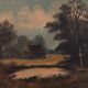 Huile sur toile paysage lacustre