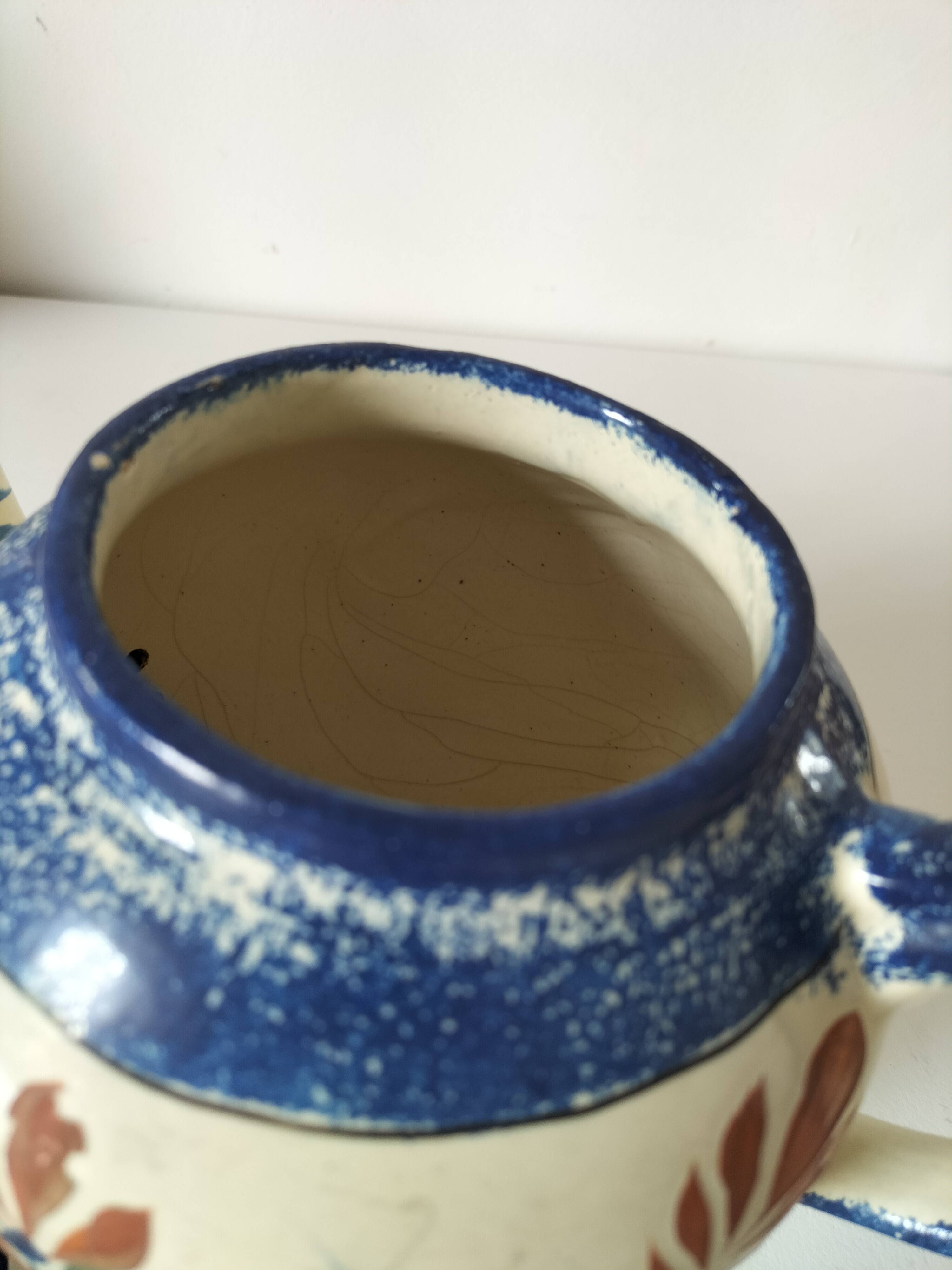 Henriot Quimper teapot – floral relief decoration