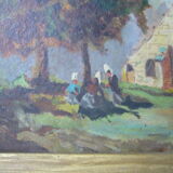 Oil painting on panel framed Brittany landscape
