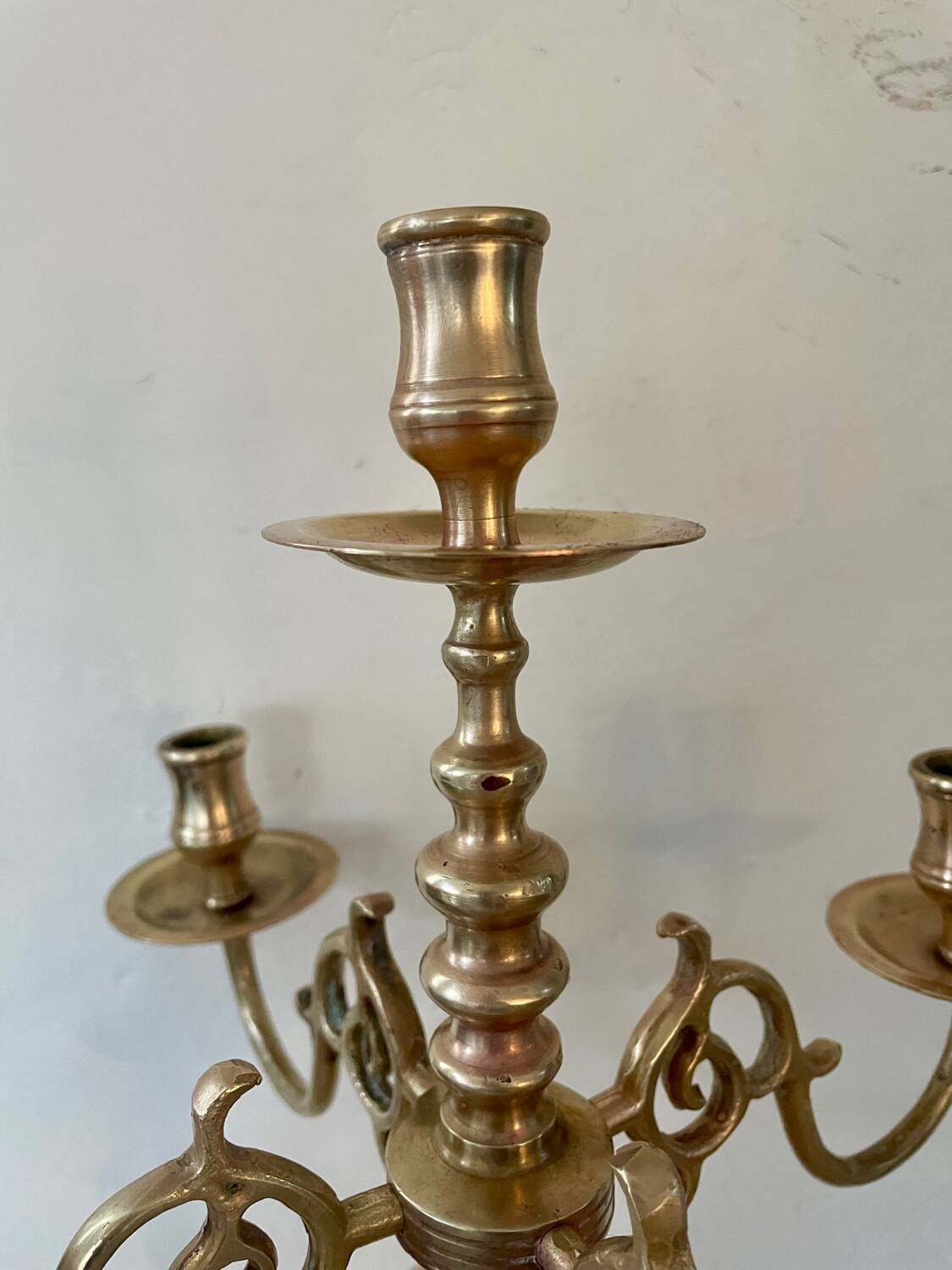 Antique Dutch 5-light brass candlestick