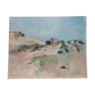 Small oil on canvas "A dune" 40 x 50