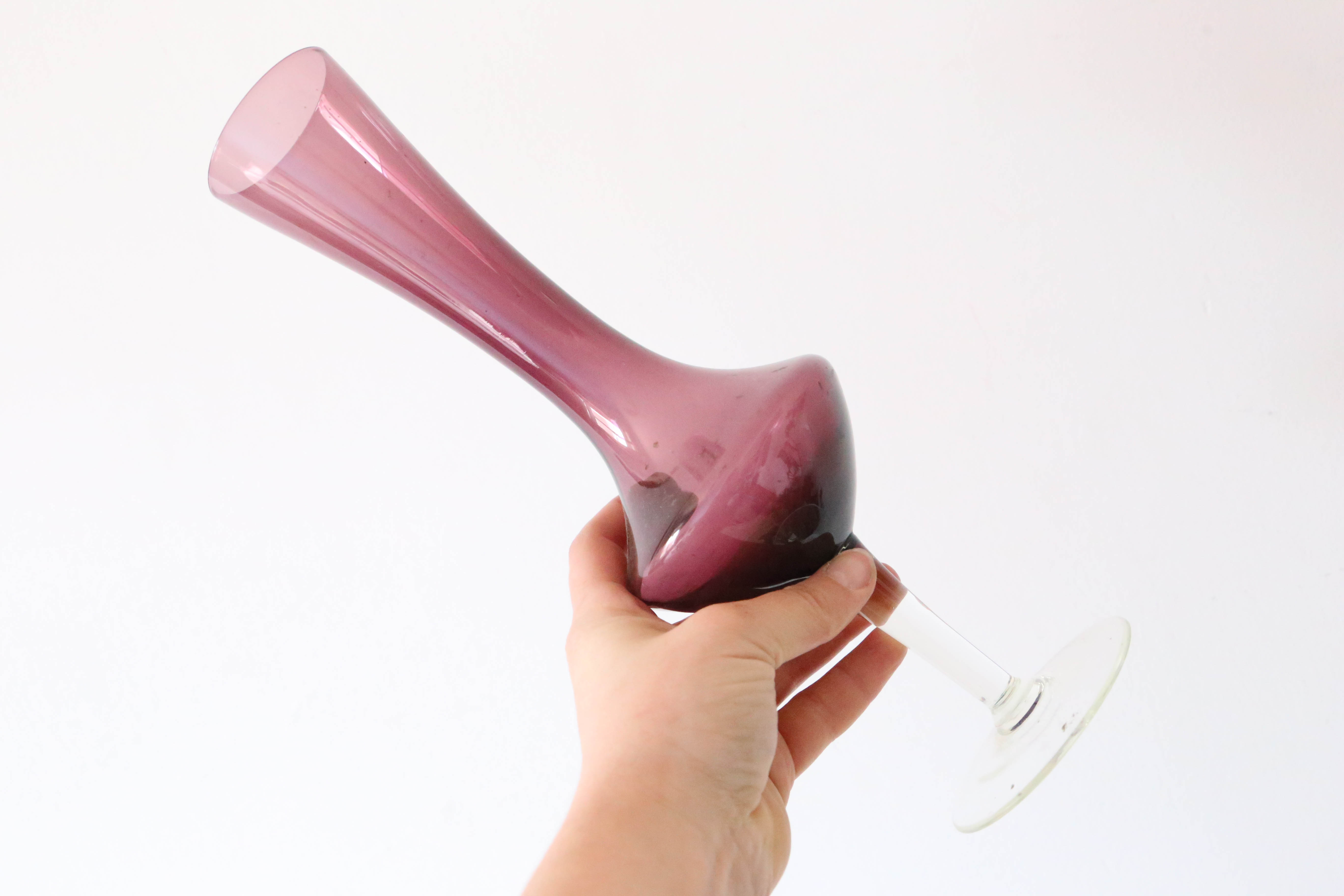 Vase in purple and transparent opaline, vintage