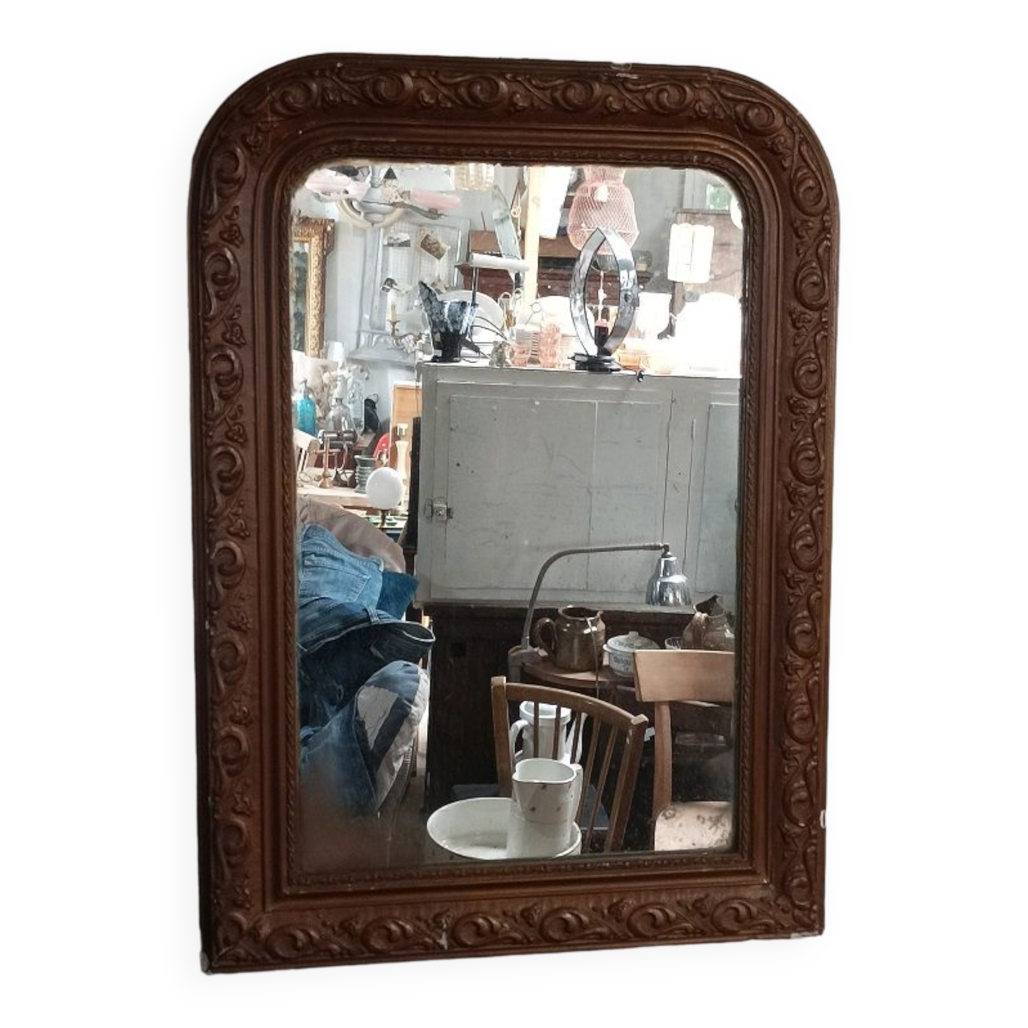 Wooden frame mirror patinated gold plaster dpc 0923079
