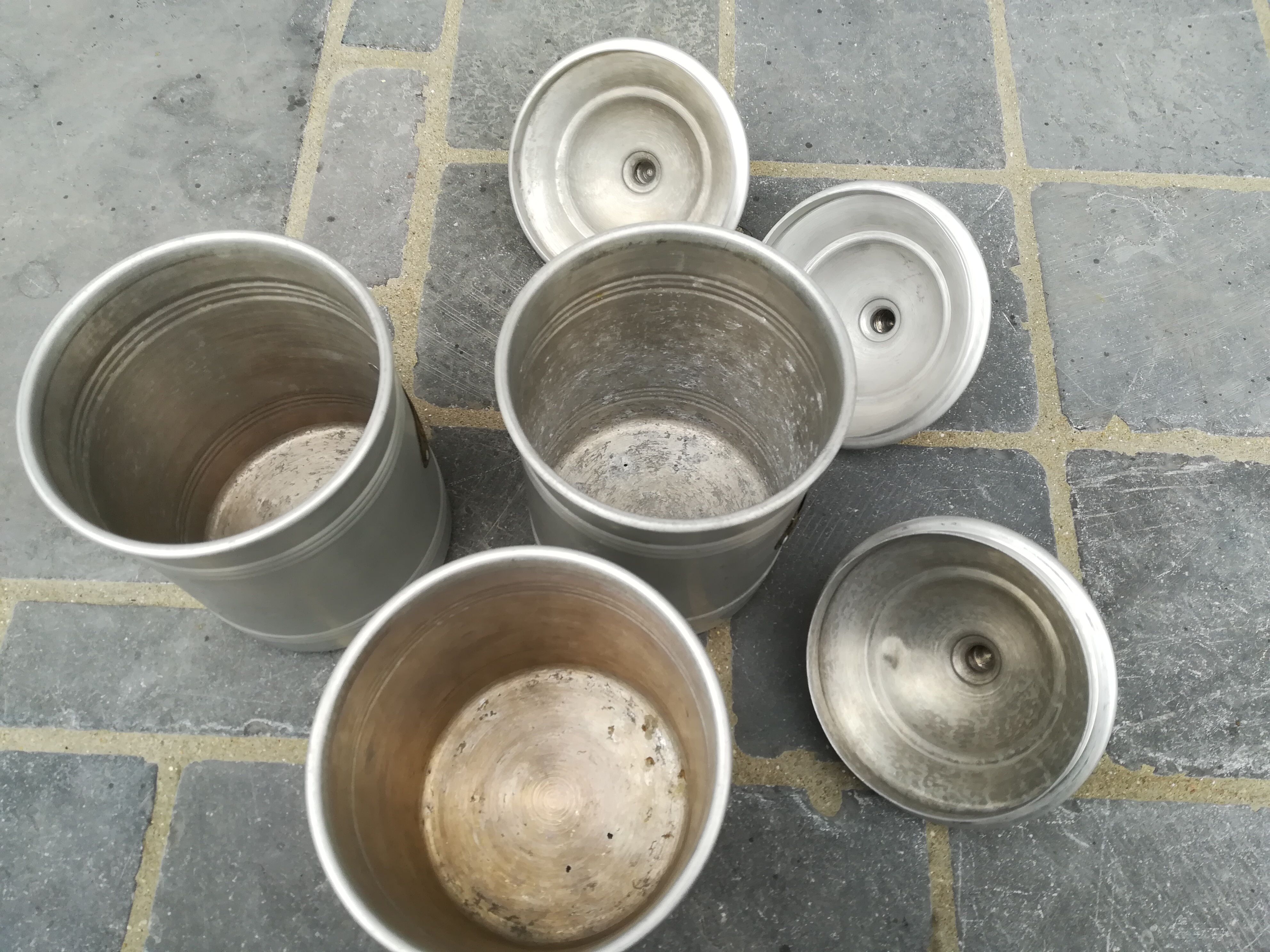 Lot of 3 spice pots in aluminum