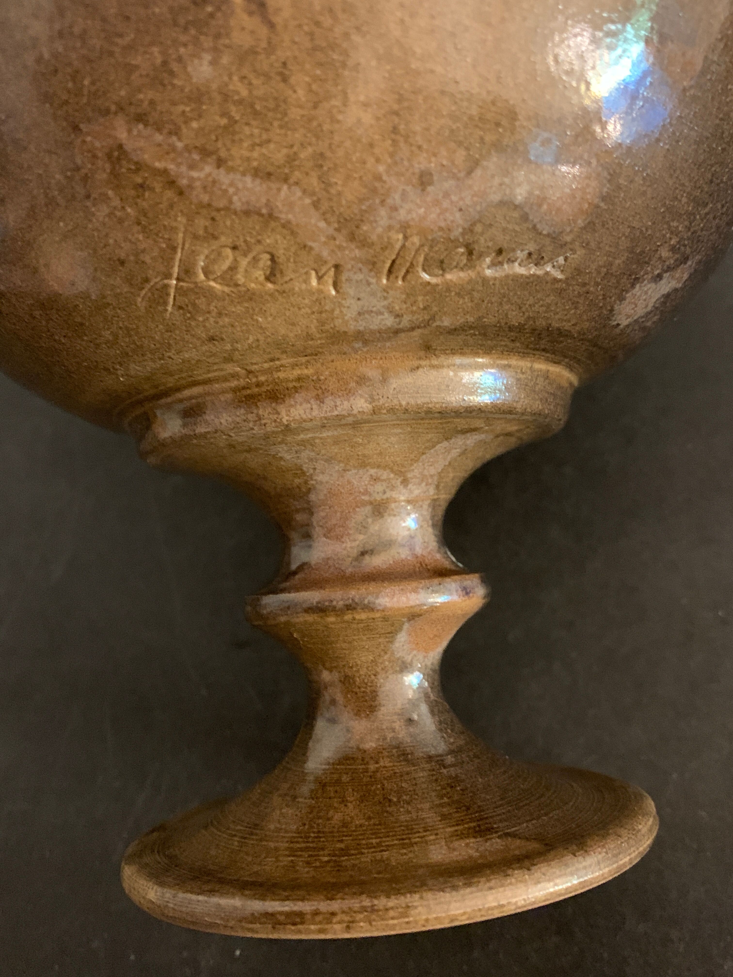 Ceramic standing cup signed Jean Marais, Vallauris, 1970