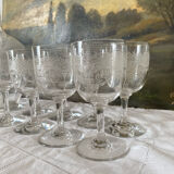 Antique engraved stemware and carafe