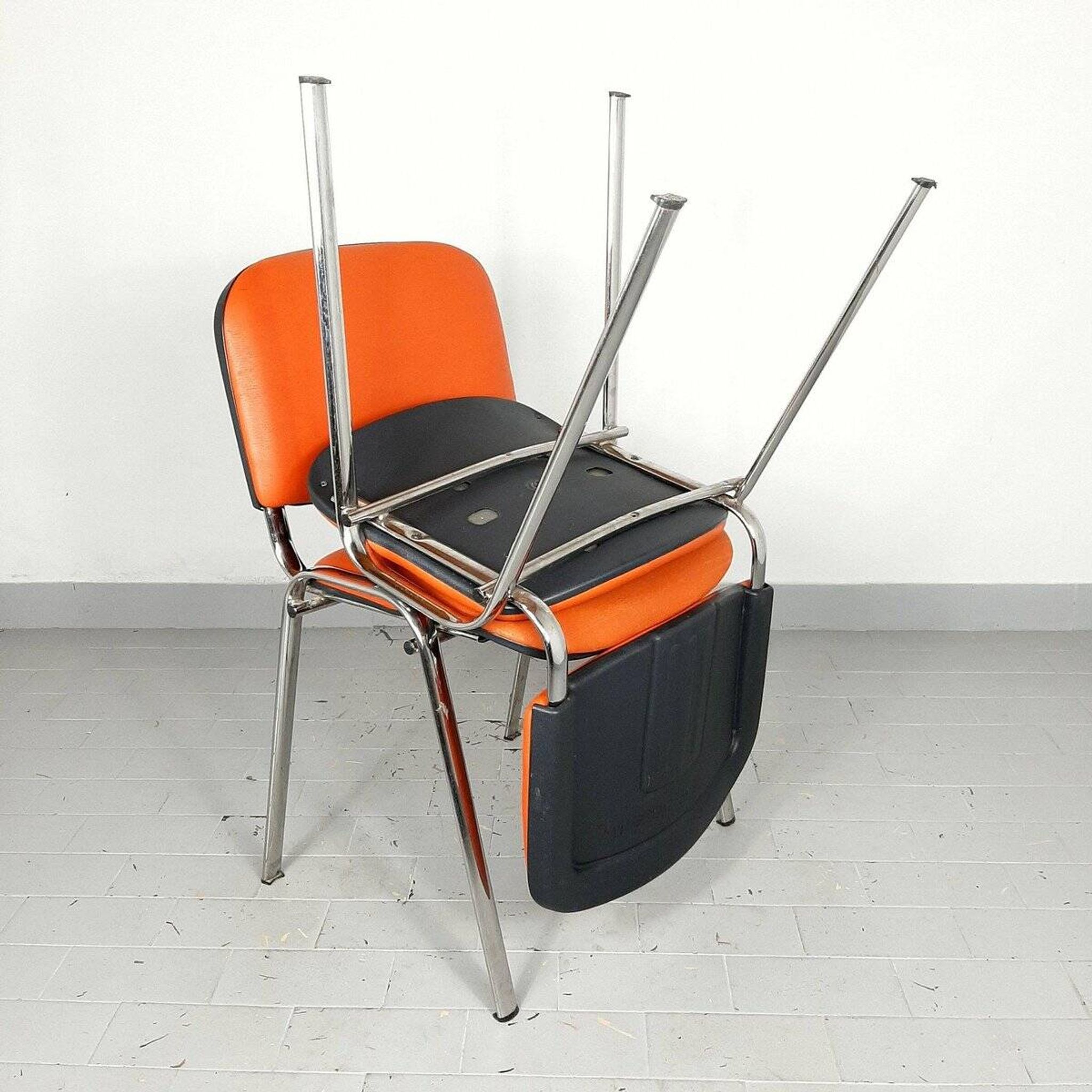 Chaises de bureau orange, années 1980
