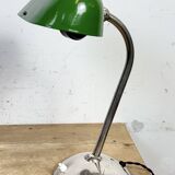 Lampe de table de banquier vintage en émail vert, années 1950