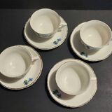 Series of four Orchies earthenware cups with chicory flower decoration
