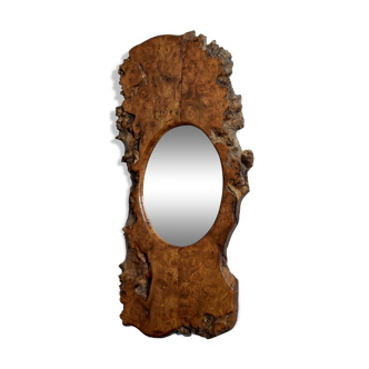 Brutalist burl mirror, 1970