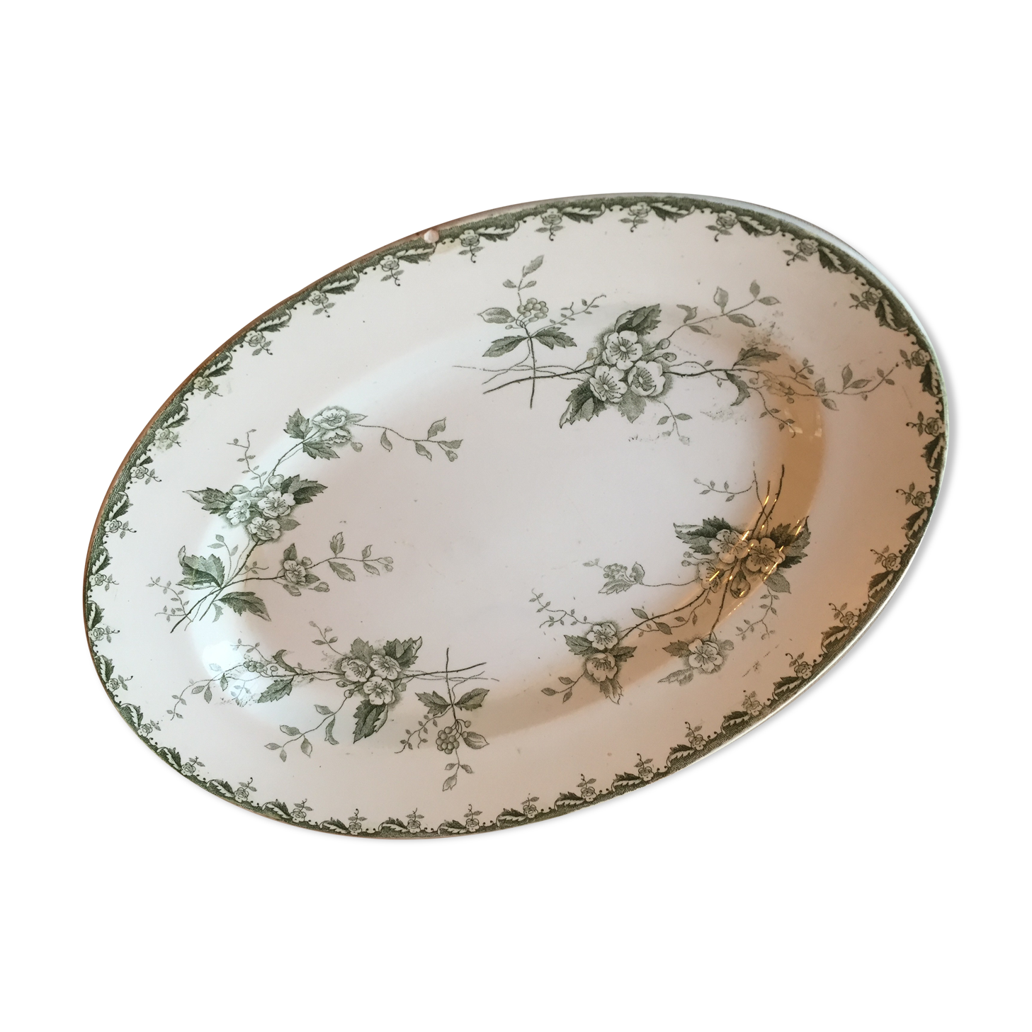 Oval dish in iron earth Saint Amand model Rosette 34 * 24