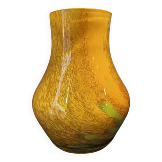 Petit vase pâte de verre orang jaune et vert fleurs des champs fleurs sechees