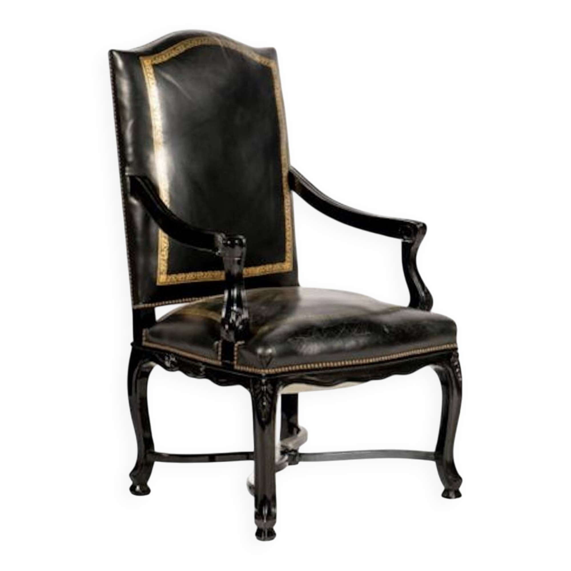 Lacquered and carved moulded wooden armchair