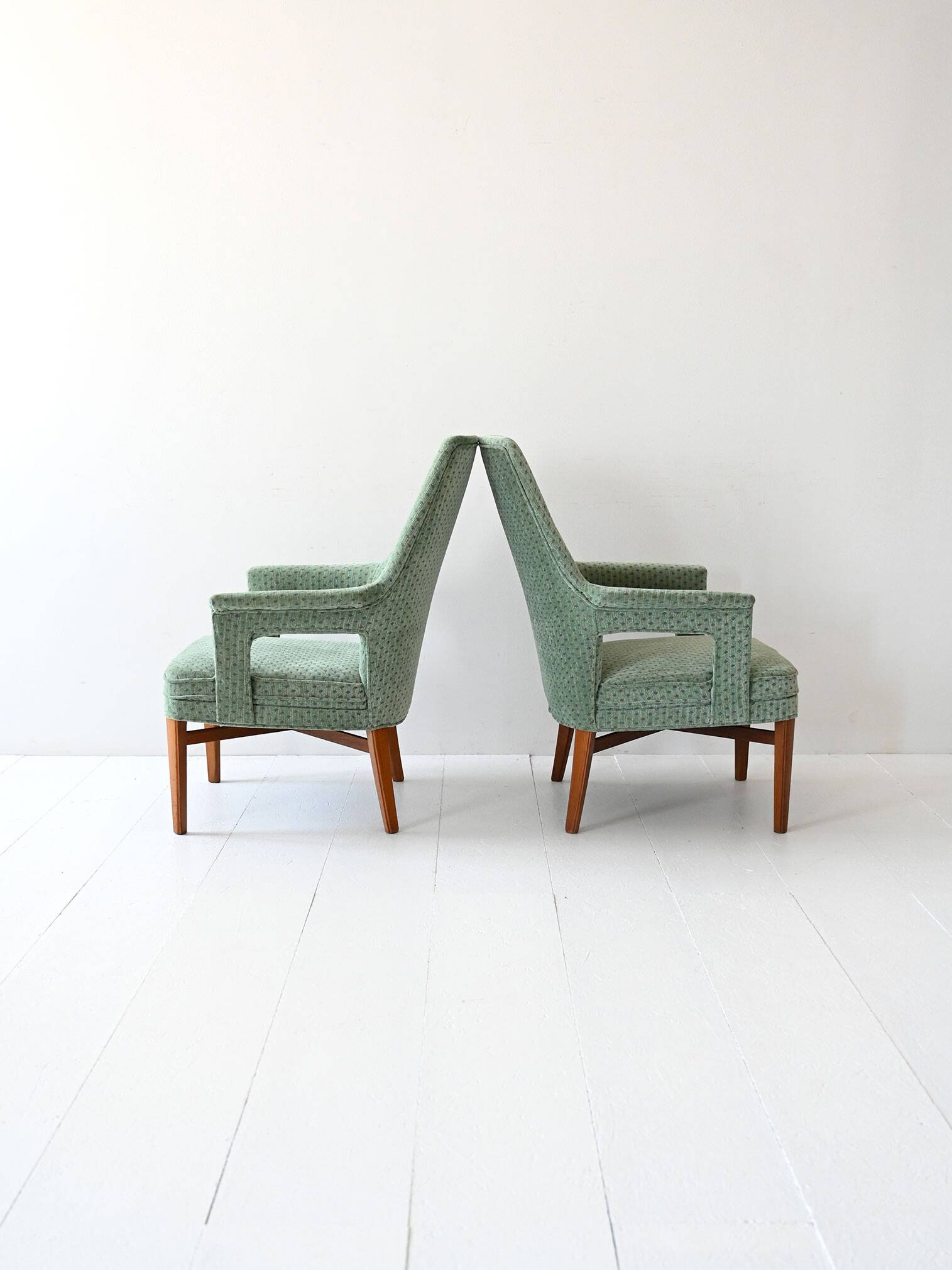 Pair of Vintage 1950s Scandinavian Mint Green Armchairs