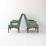 Pair of Vintage 1950s Scandinavian Mint Green Armchairs