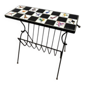 Table d'appoint, porte-revue en carreaux en céramique et fer N. Teplow, années 1950