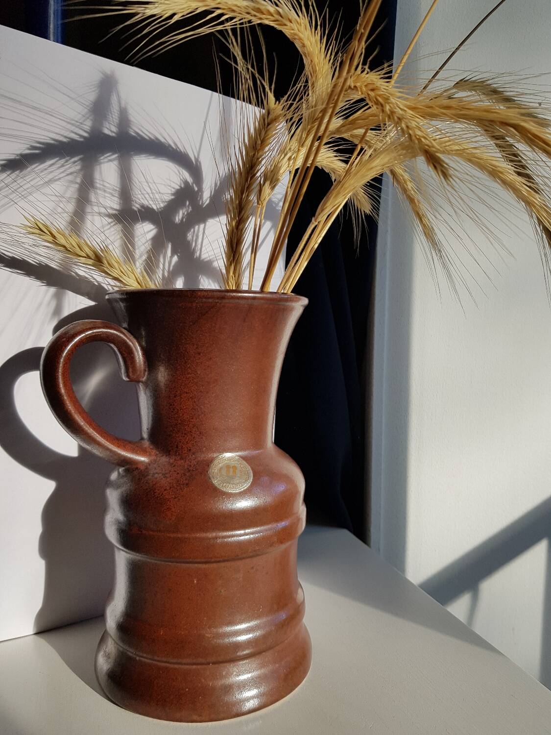 Vase en céramique numéroté brun du milieu du siècle d'Ueberlacken