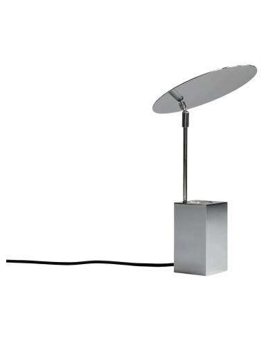 Reflect table lamp in chrome metal, contemporary work.