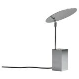 Reflect table lamp in chrome metal, contemporary work.