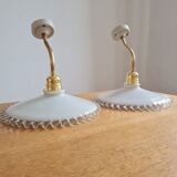 Pair of opaline wall lamps