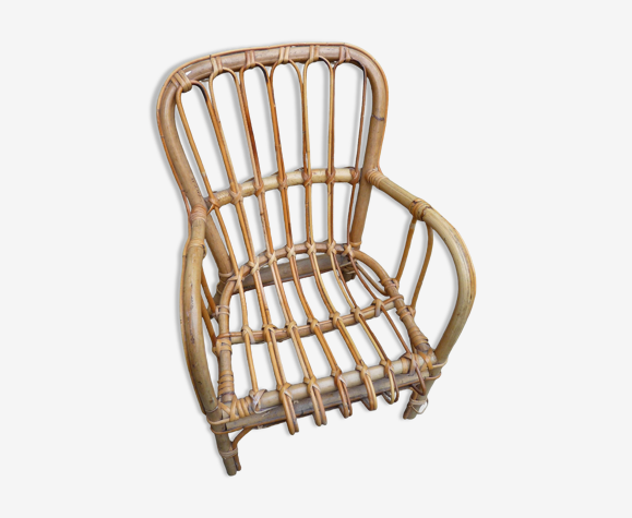 Fauteuil enfant en rotin vintage 70s
