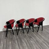 Modern Chairs in Lacquered Wood and Fabric from Pozzi & Verga, 1970s, Set of 4