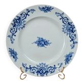 Large antique K&G Lunéville plate, blue floral decoration.