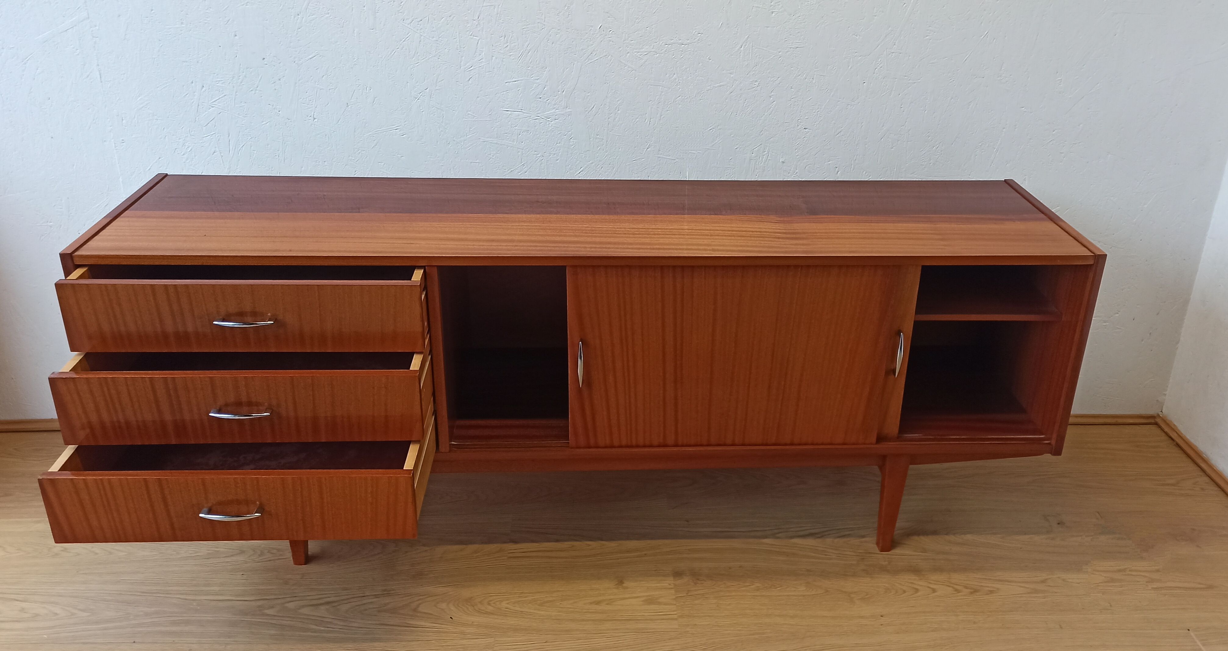 Modernist long sideboard of the 1970s
