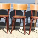 3 Baumann chairs with wide backs No. 30, dark beech