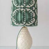 Art Deco table lamp by Charles Catteau for Boch Frères "Pineapple" with new Ikat silk shade.