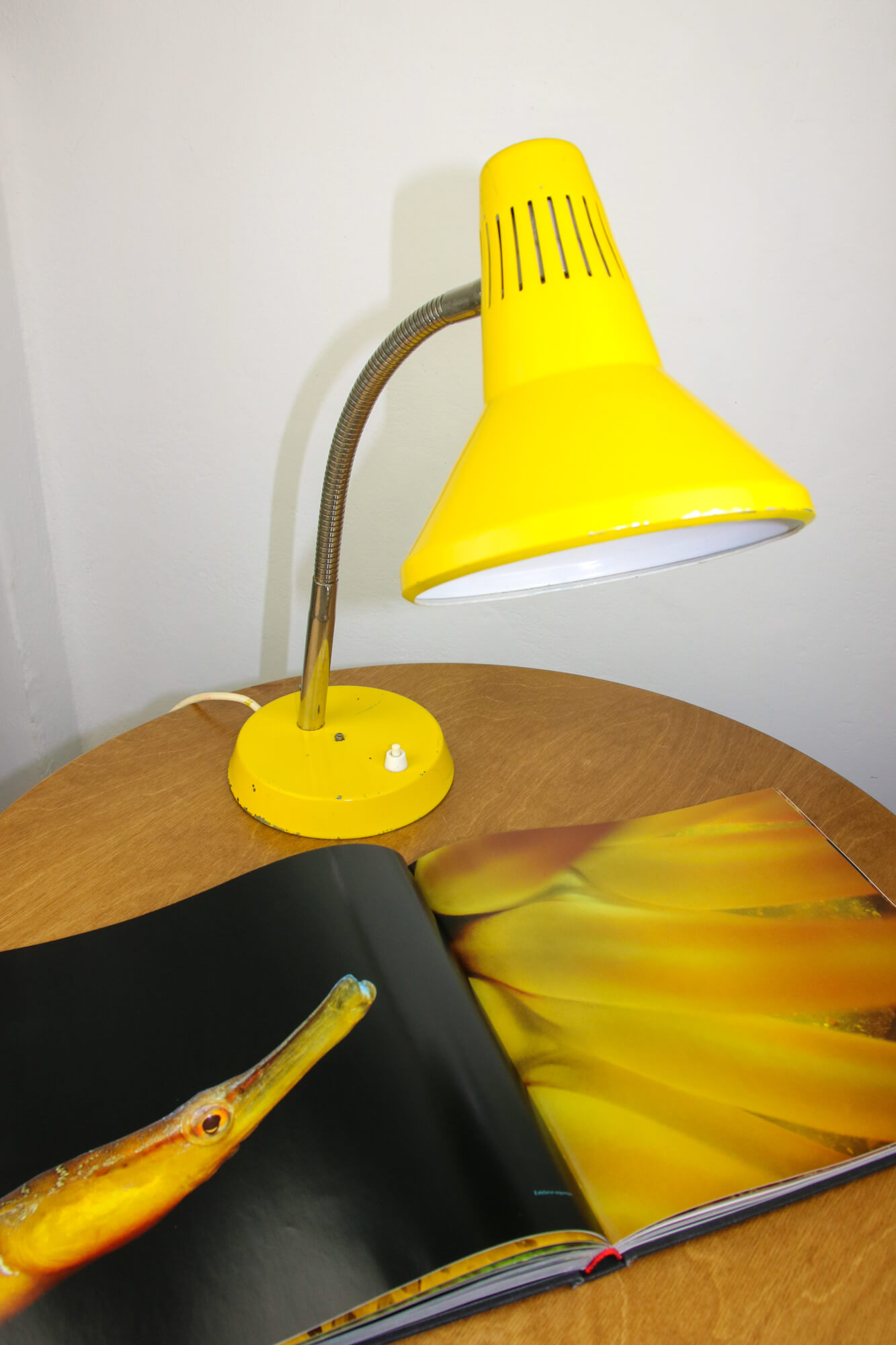 Adjustable Desk Lamp in Yellow Painted Metal and Chrome-Plated Spiral Arm from TEP, 1970s
