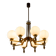 Italian mid-century chandelier in brass and teak, 1960s