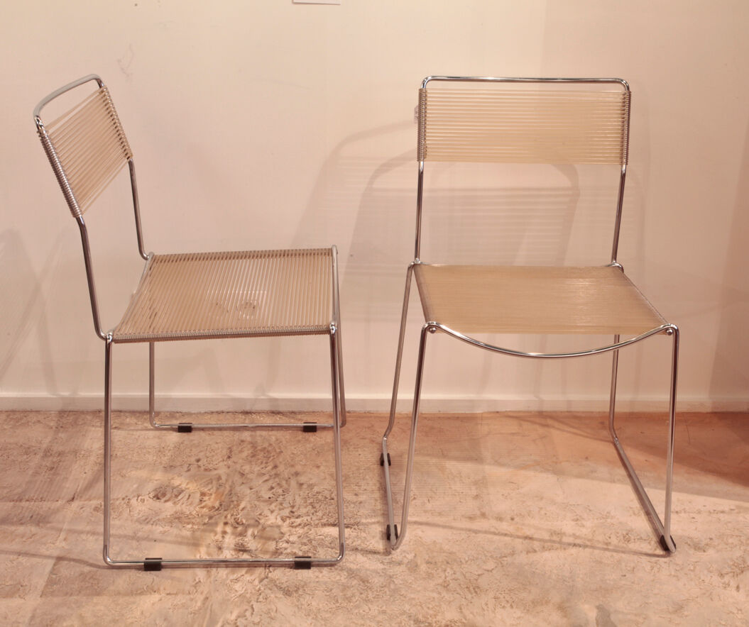 Pair of chairs chrome and scoubidou