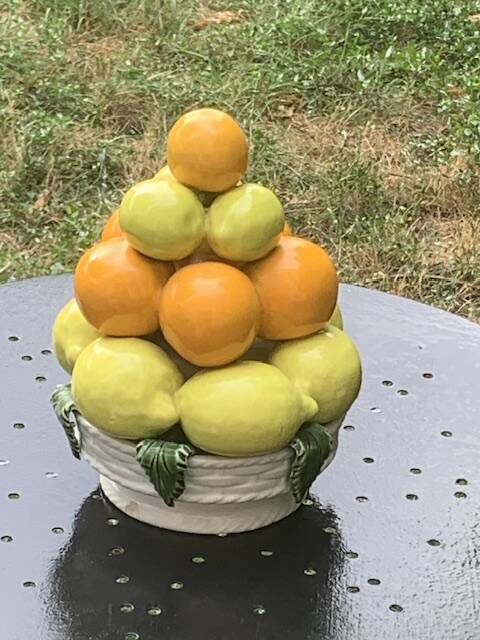 Vintage ceramic barbotine citrus fruit centrepiece