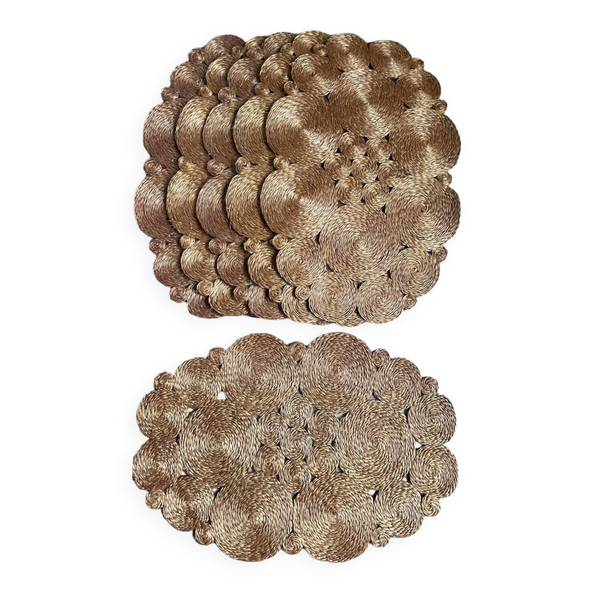 Series of 6 vintage woven placemats