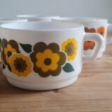 Set of seven arcopal coffee cups