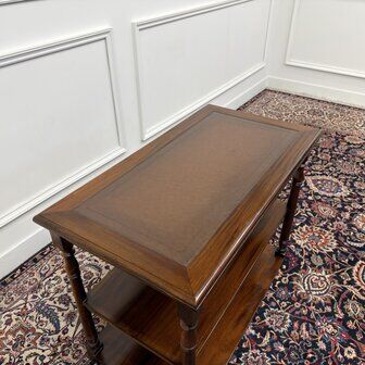 Classic English side table with brown leather top