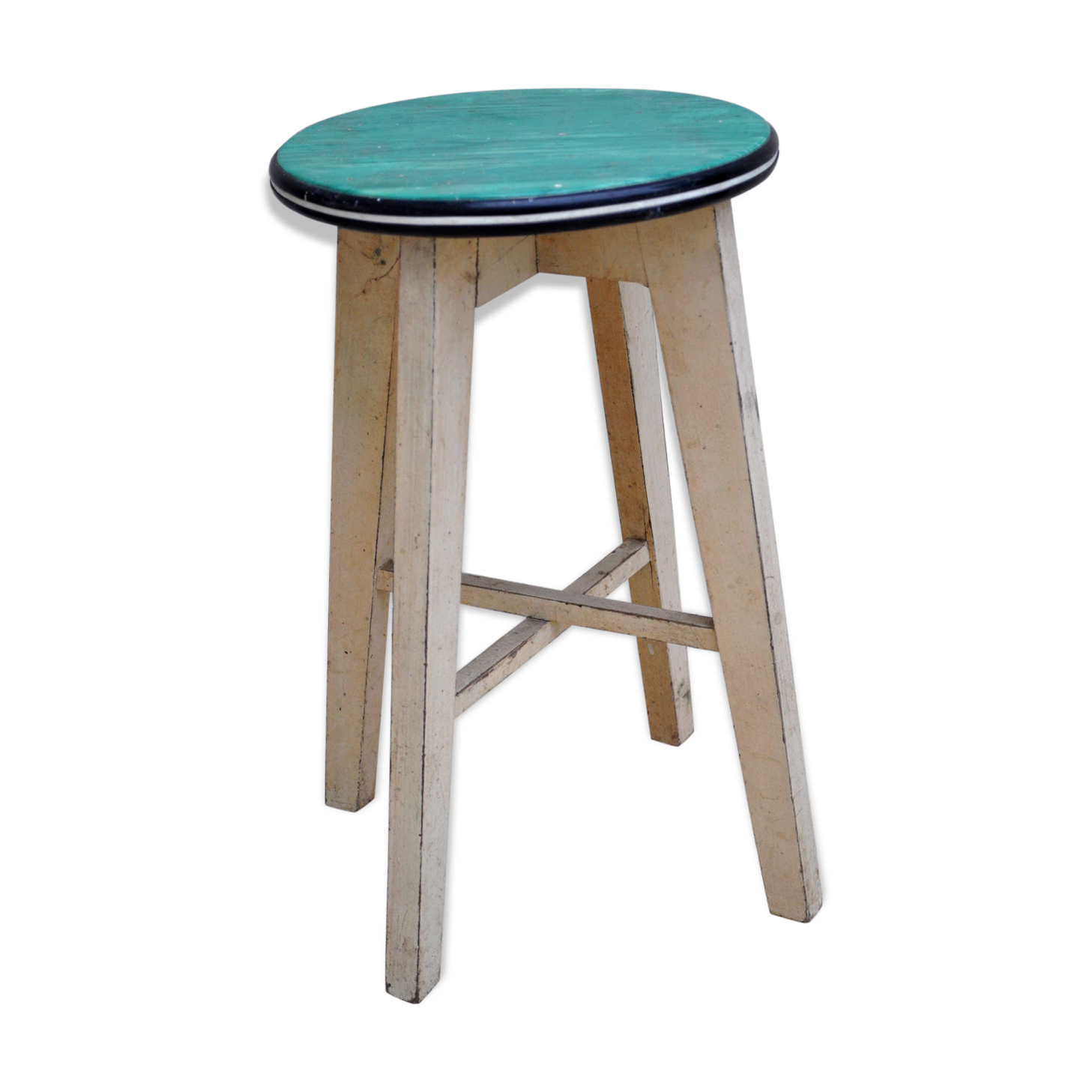 Wood stool vintage formica